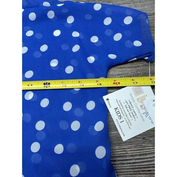 LuLaRoe Girls BIANKA Kimono Size 1 fits‎ (2T-4) Blue & White Polk Dot Beach - Picture 6 of 6